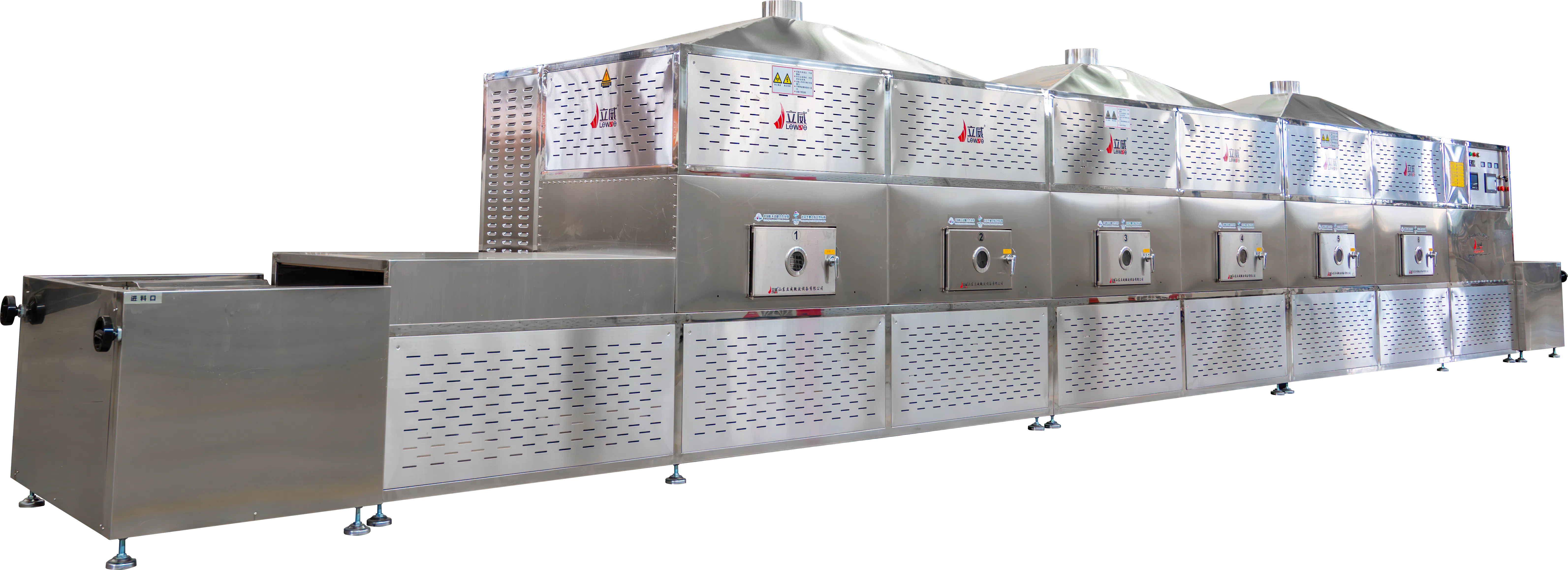 Secador Industrial de Micro-ondas em Túnel de 60 kW