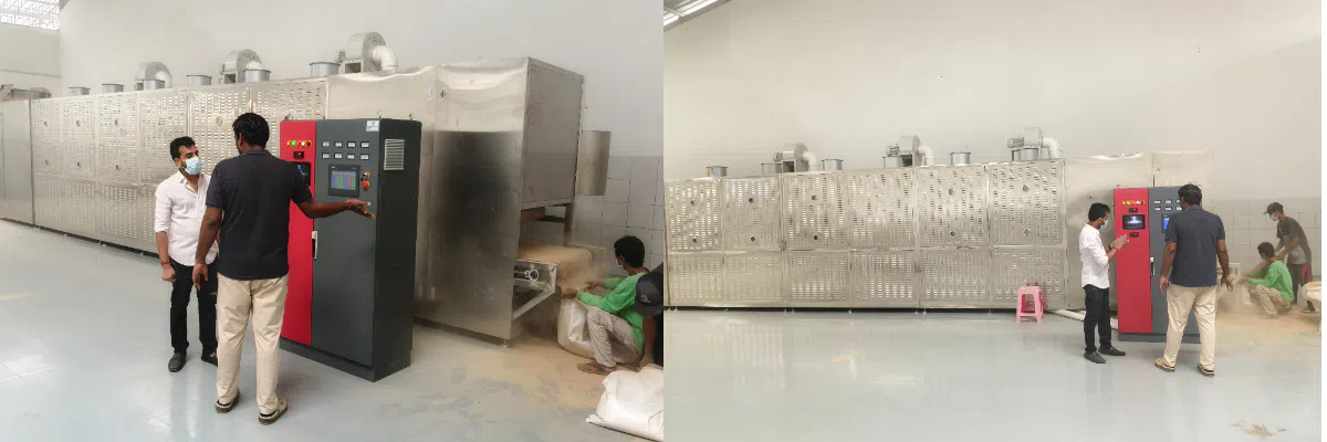 Equipamento industrial de esterilização de especiarias por micro-ondas